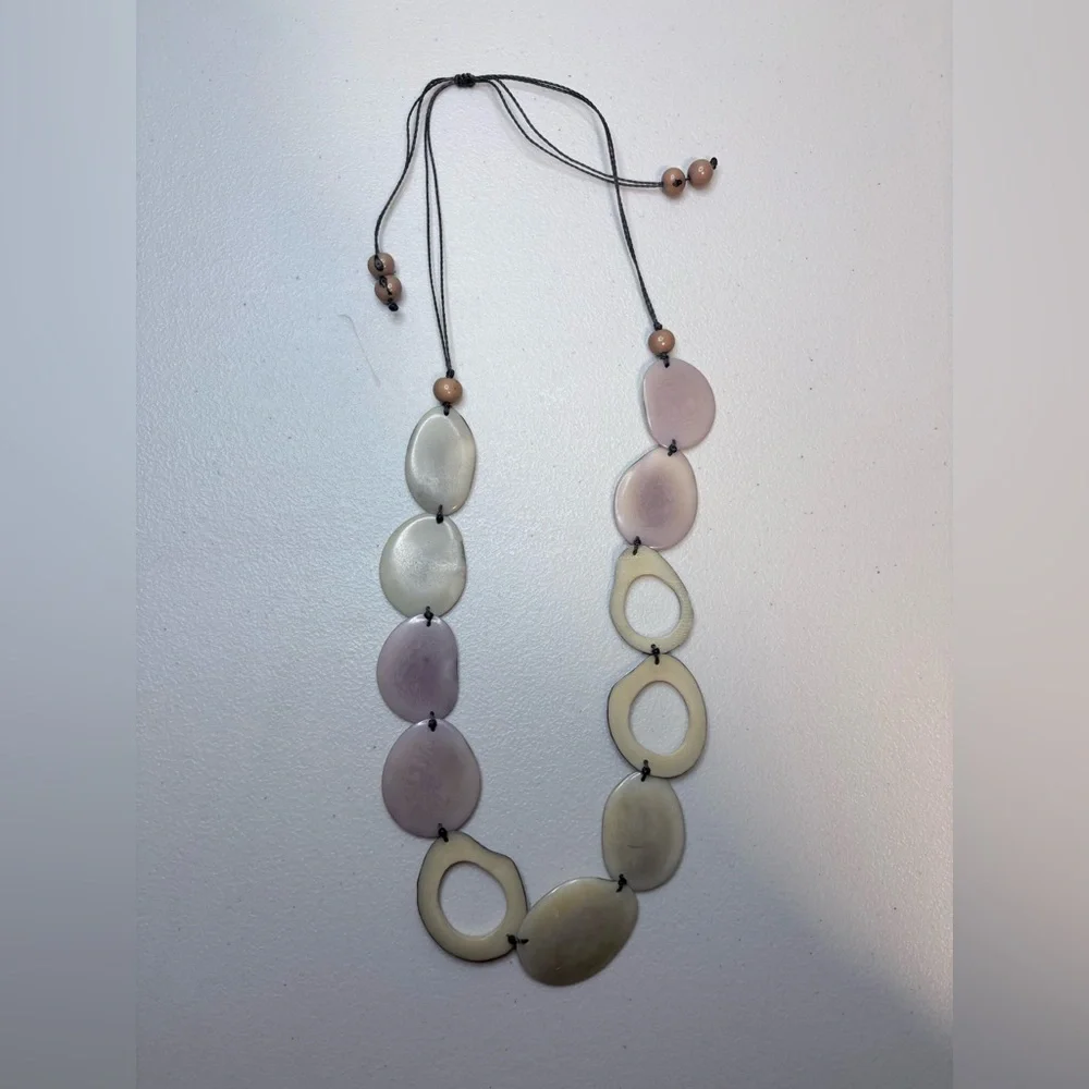 J.Jill Adjustable Statement Necklace | Neutral Bead & Resin Design | One Size - Picture 6 of 6